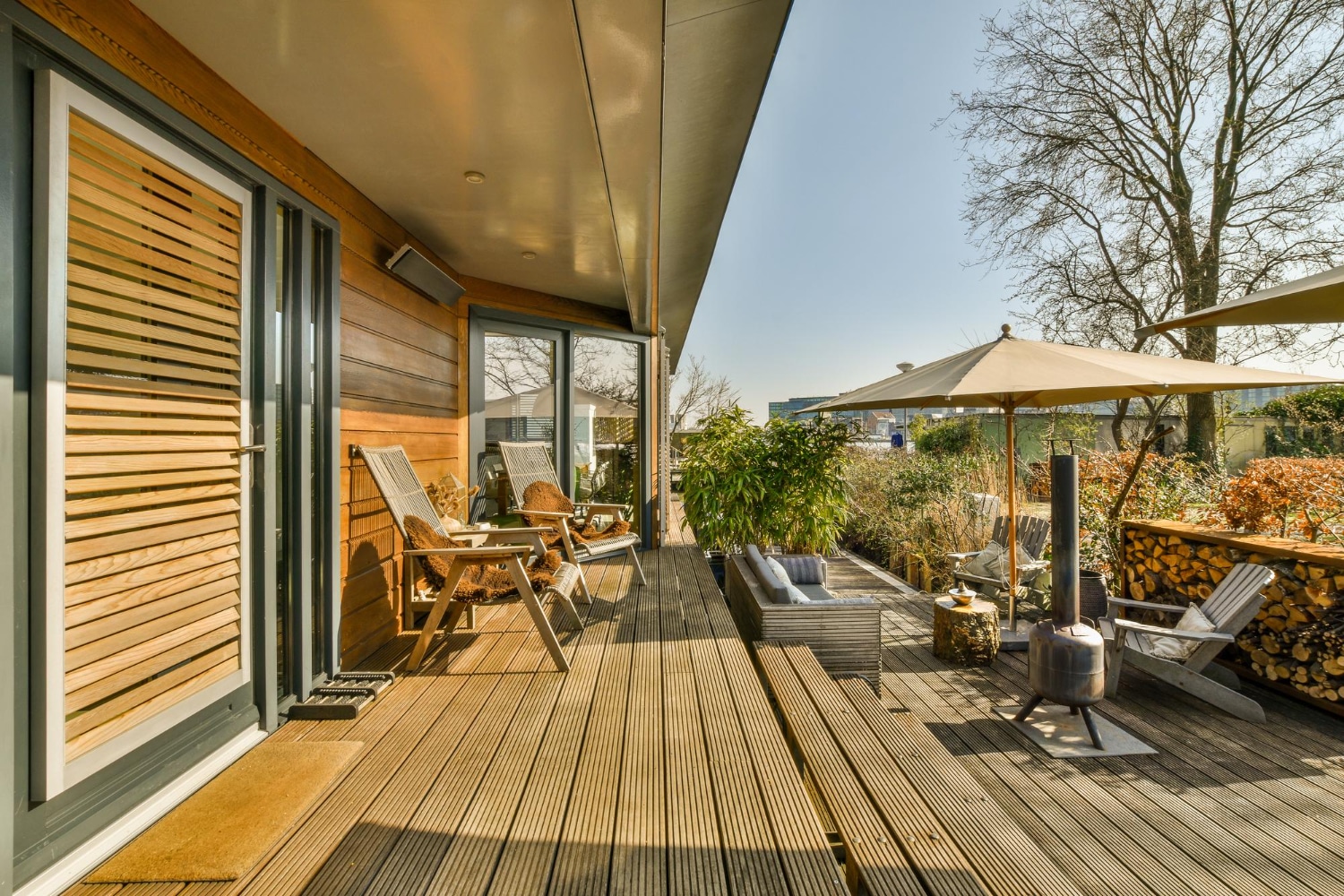 image of a custom deck an outdoor living space. 