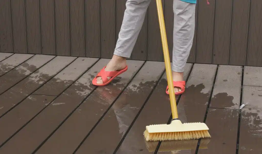 Scrubbing or sweeping your deck can help prevent falls